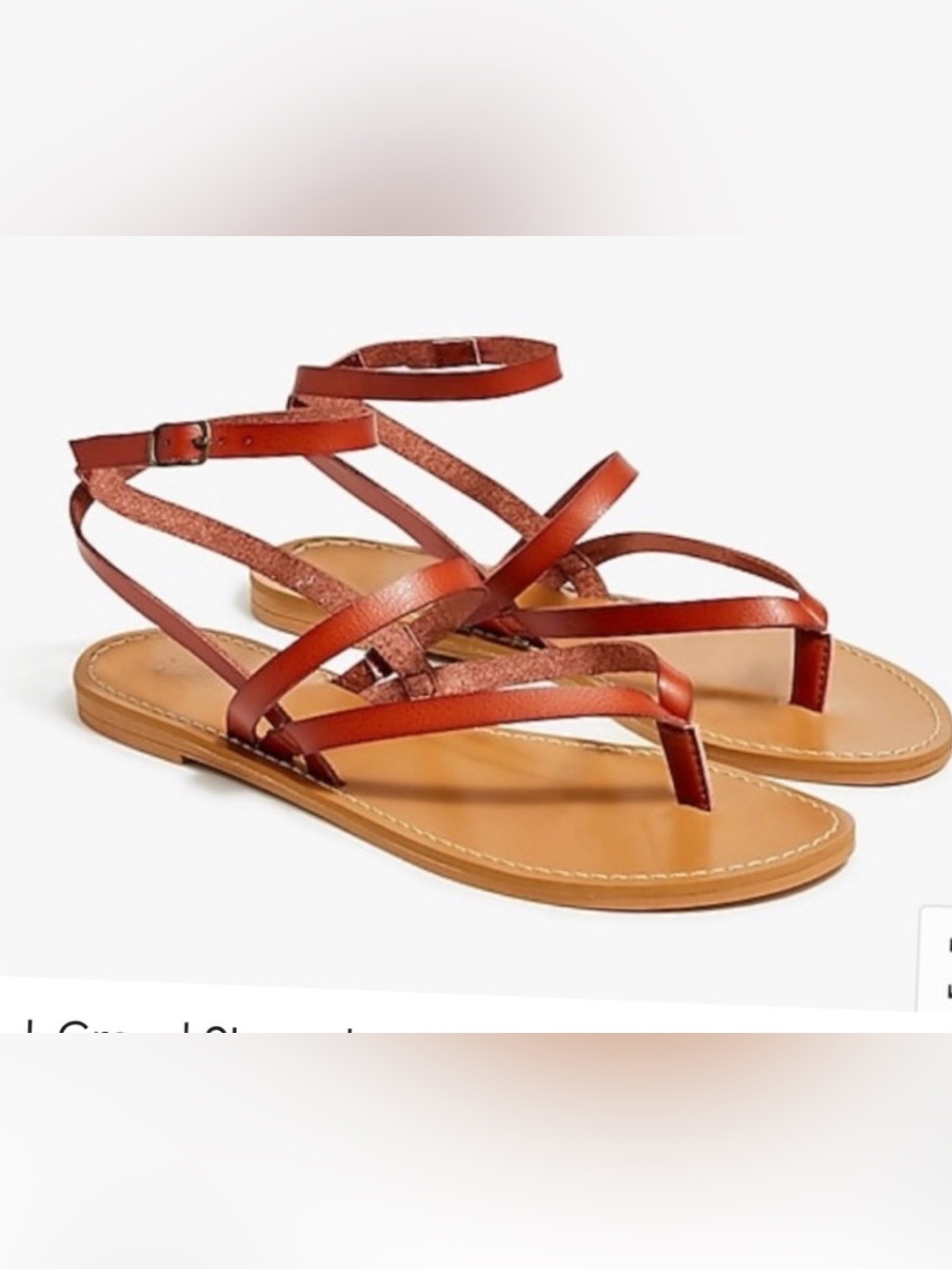 J. Crew Cognac Leather Strappy Toe-Loop Sandals